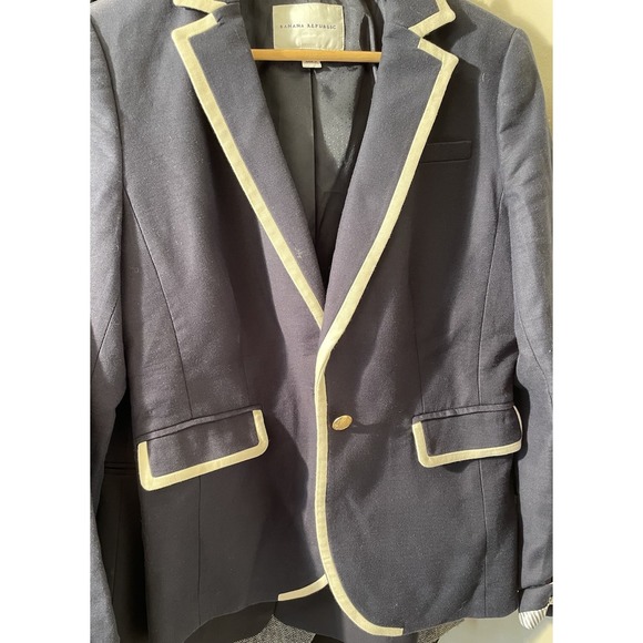 womens banana republic blazer SIZE 8 navy white - Picture 4 of 9